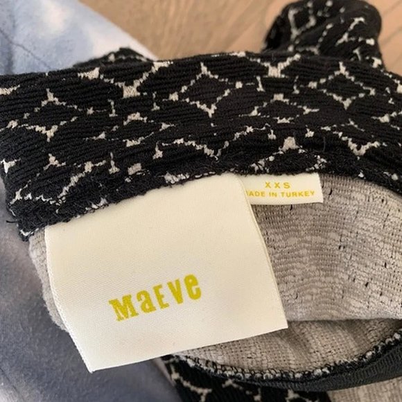 NWOT Anthropologie Maeve Black & Cream Printed Stretchy Pencil Skirt, Size XXS - Picture 4 of 5